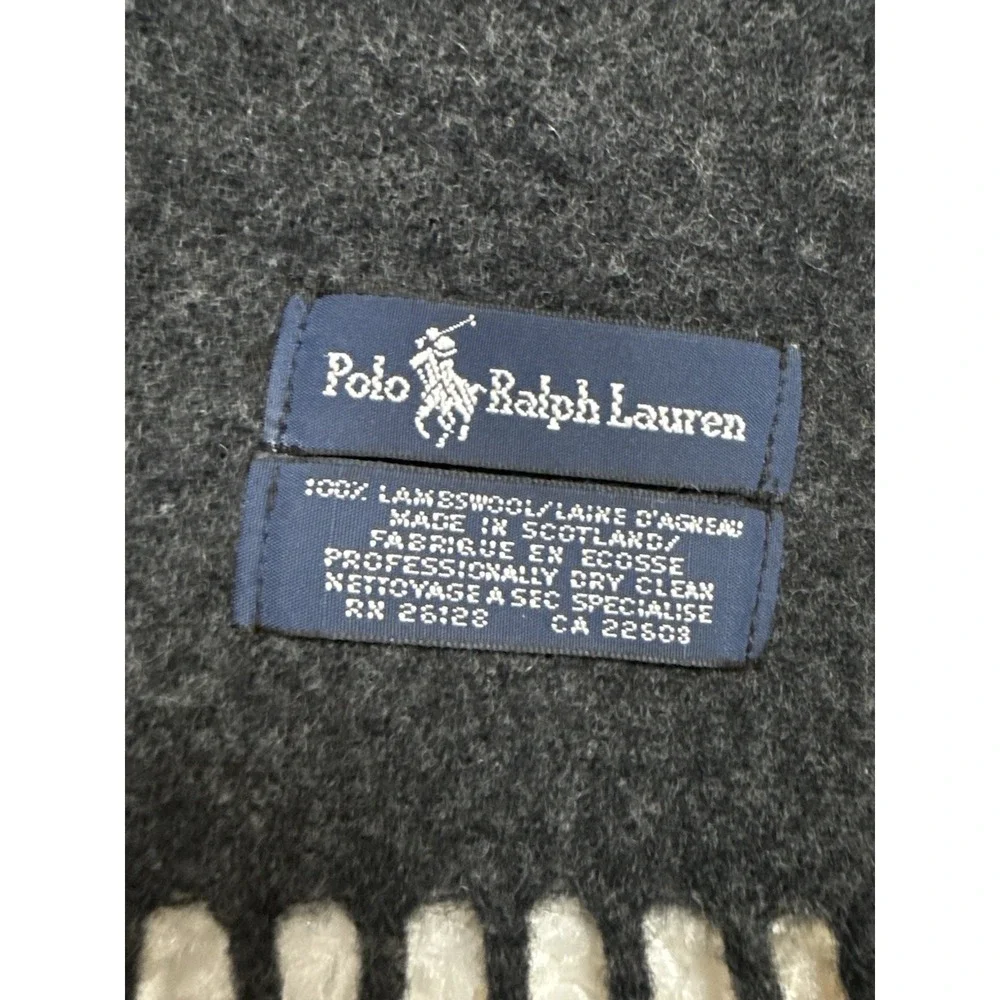 Polo Ralph Lauren 100% Lambswool Scarf Red Pony Embroidery Scotland Quiet Luxury